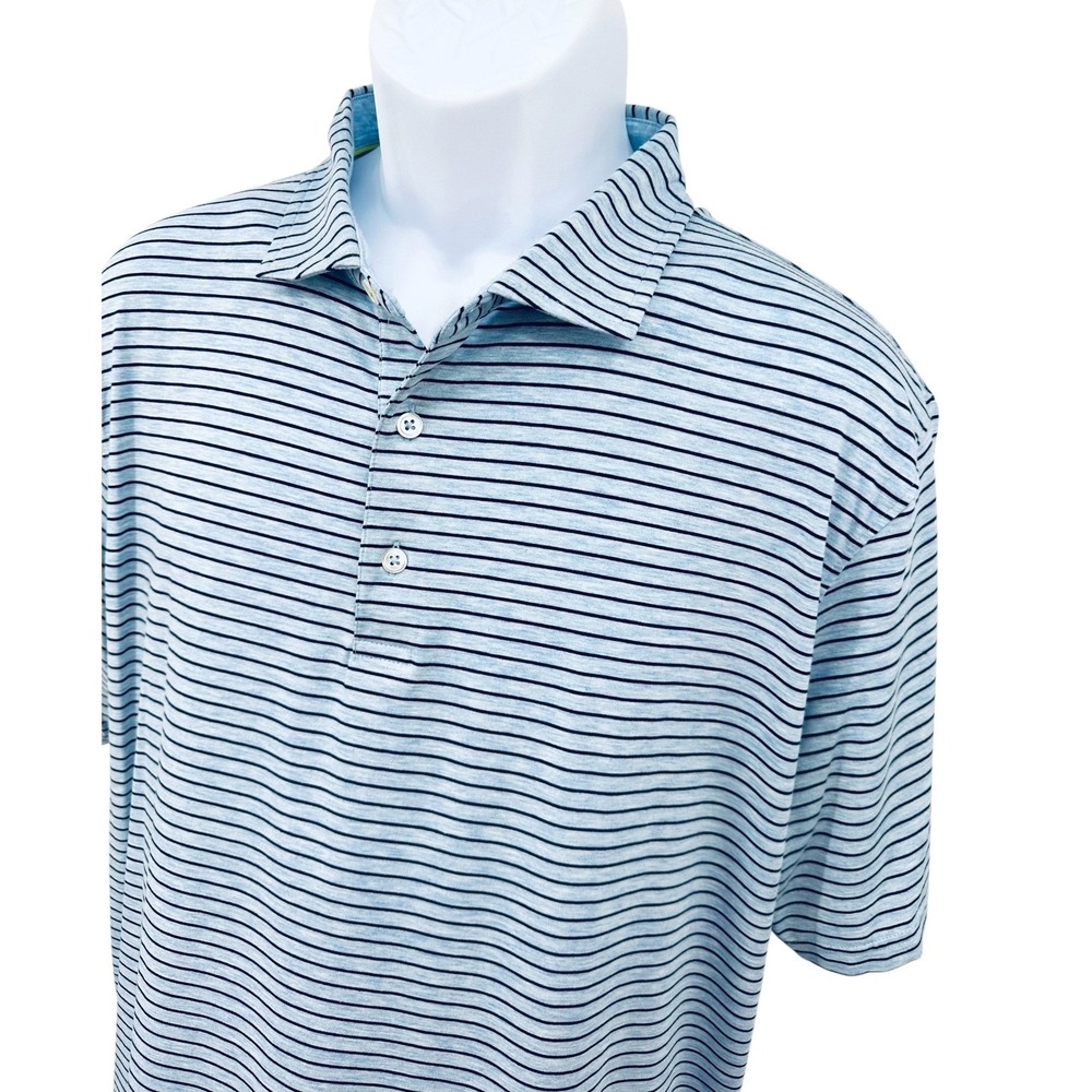 TASC Performance Cloud Polo Blue Brookline Stripe Short Sleeve Shirt Men's XL